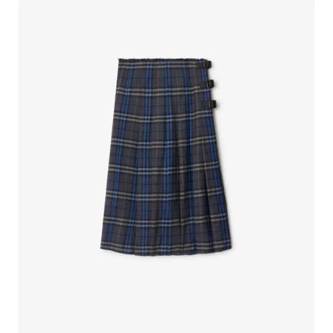 Midi-kilt i rutig ull Midi-kilt i rutig ull
