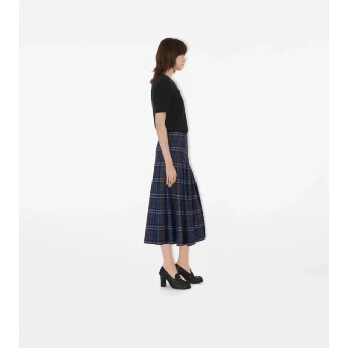Midi-kilt i rutig ull Midi-kilt i rutig ull