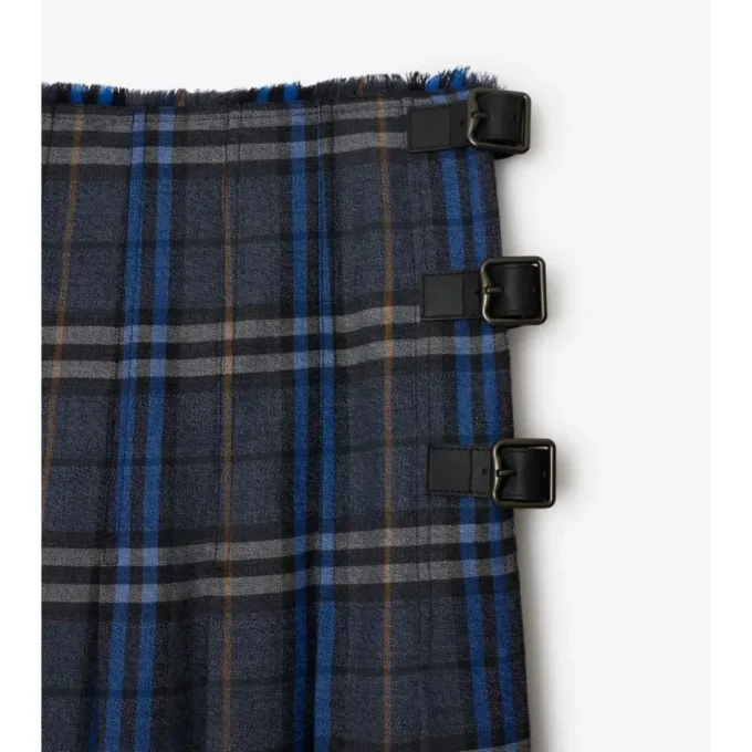 Midi-kilt i rutig ull Midi-kilt i rutig ull