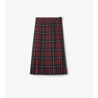 Midi-kilt i rutig ullblandning
