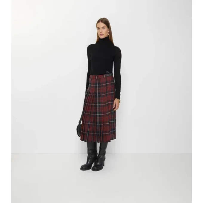 Midi-kilt i rutig ullblandning Midi-kilt i rutig ullblandning