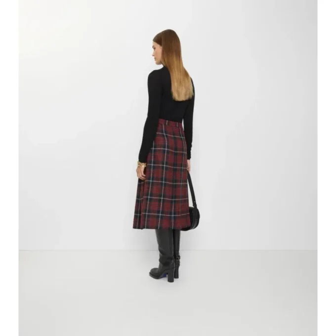 Midi-kilt i rutig ullblandning Midi-kilt i rutig ullblandning