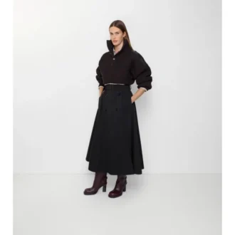 Midi-kjol i gabardine