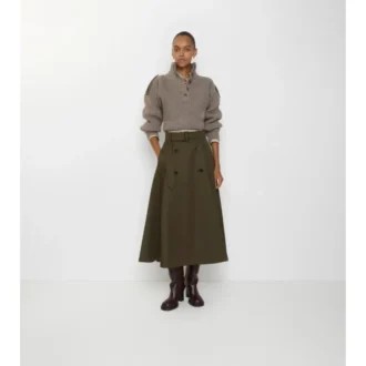 Midi-kjol i gabardine