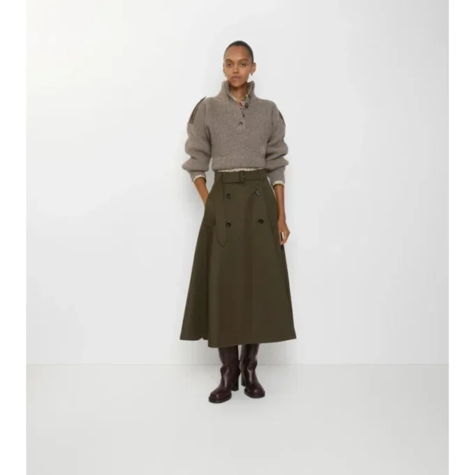 Midi-kjol i gabardine Midi-kjol i gabardine