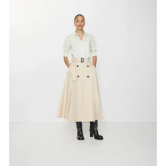 Midi-kjol i gabardine