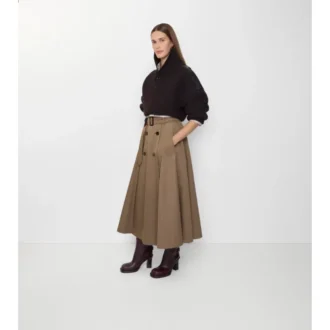 Midi-kjol i gabardine