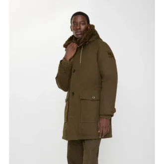 Parkas i gabardin med shearlingkant Parkas i gabardin med shearlingkant