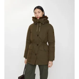 Parkas i gabardin med shearlingkant Parkas i gabardin med shearlingkant