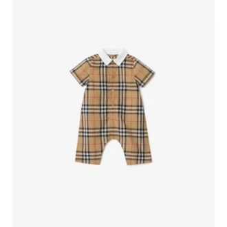 Playsuit i bomull med rutmönster