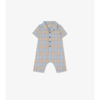 Playsuit i bomull med rutmönster