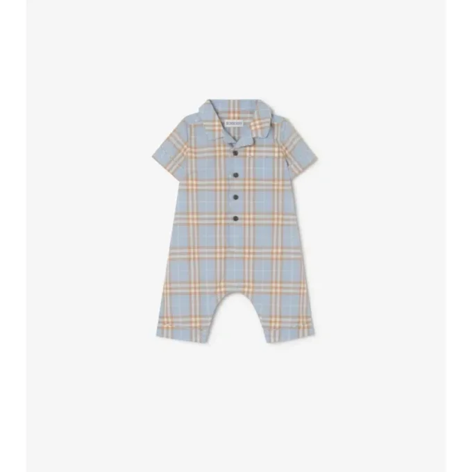 Playsuit i bomull med rutmönster Playsuit i bomull med rutmönster
