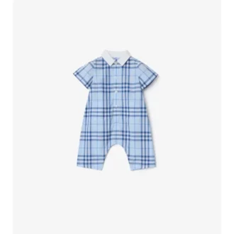 Playsuit i bomull med rutmönster