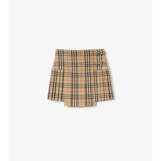 Plisserad minikilt i ull med rutmönster Plisserad minikilt i ull med rutmönster