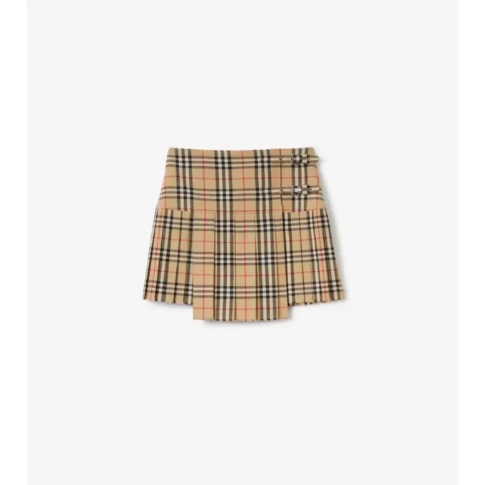 Plisserad minikilt i ull med rutmönster Plisserad minikilt i ull med rutmönster
