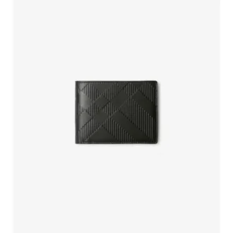 Präglad rutig smal bifold-plånbok