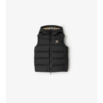 Puffer-väst i nylon med huva