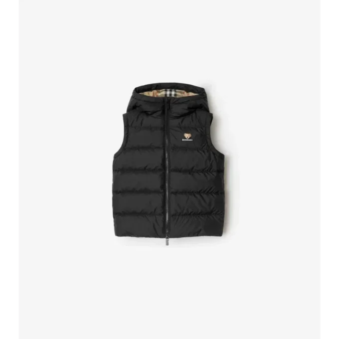 Puffer-väst i nylon med huva Puffer-väst i nylon med huva