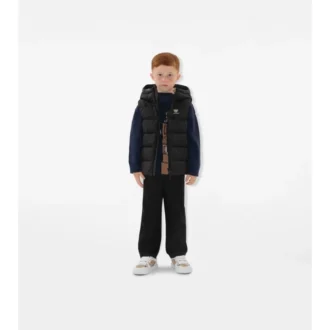 Puffer-väst i nylon med huva