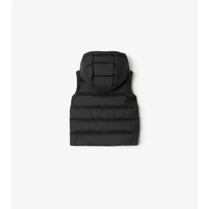 Puffer-väst i nylon med huva Puffer-väst i nylon med huva