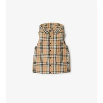 Puffer-väst i nylon med rutmönster