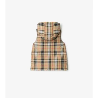 Puffer-väst i nylon med rutmönster