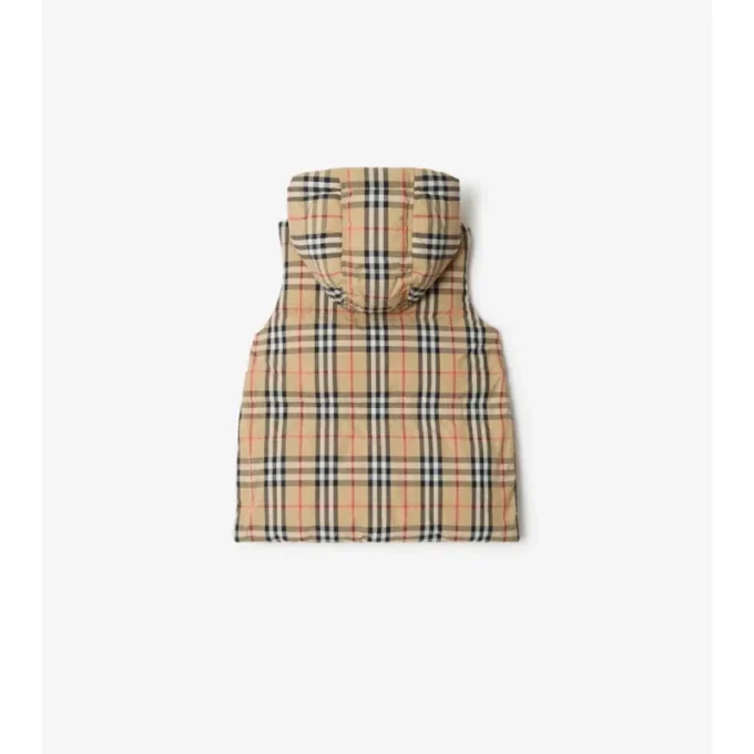 Puffer-väst i nylon med rutmönster Puffer-väst i nylon med rutmönster