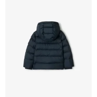 Pufferjacka i nylon med huva
