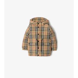 Pufferjacka i nylon med rutmönster