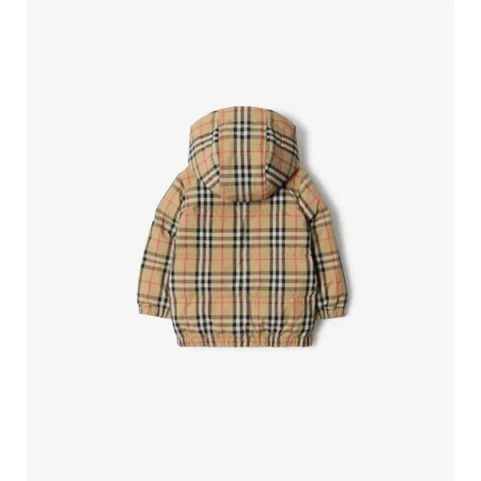 Pufferjacka i nylon med rutmönster Pufferjacka i nylon med rutmönster