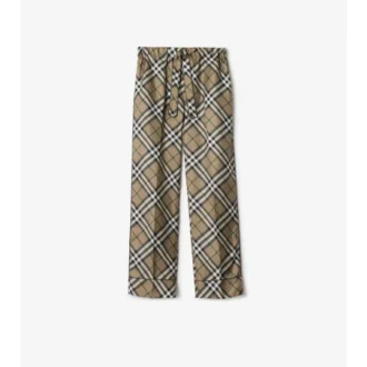 Pyjamasbyxor i silke med rutmönster