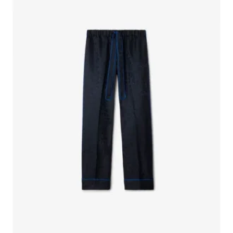 Pyjamasbyxor i solrosmönstrad siden