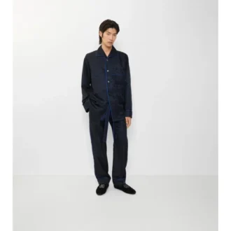 Pyjamasbyxor i solrosmönstrad siden