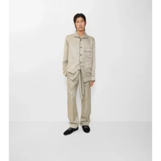 Pyjamasbyxor i solrosmönstrad siden