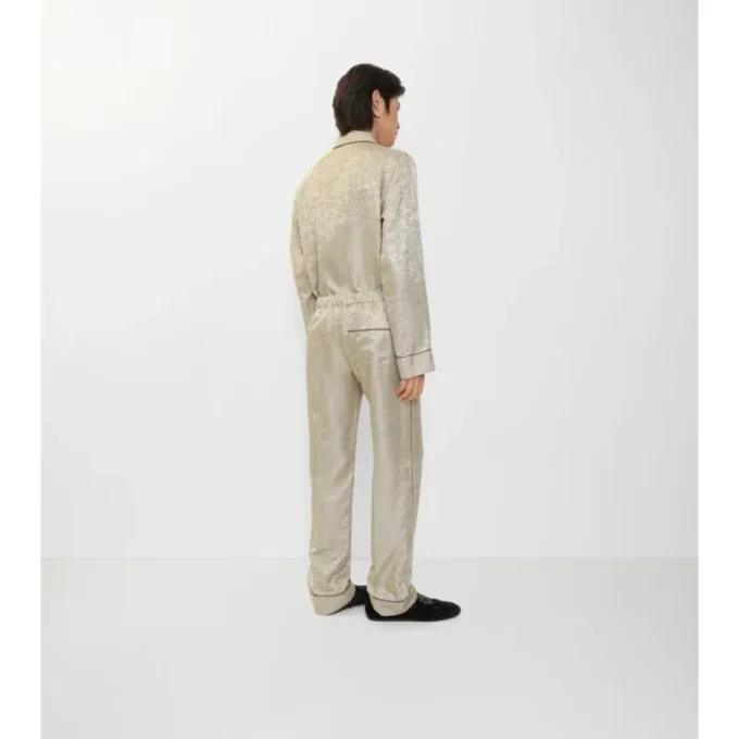 Pyjamasbyxor i solrosmönstrad siden Pyjamasbyxor i solrosmönstrad siden