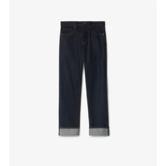 Raka jeans med uppvikt fåll