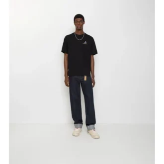 Raka jeans med uppvikt fåll