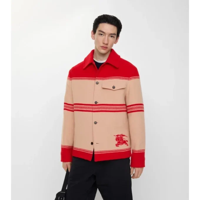 Randig jacka i ull och nylon Randig jacka i ull och nylon