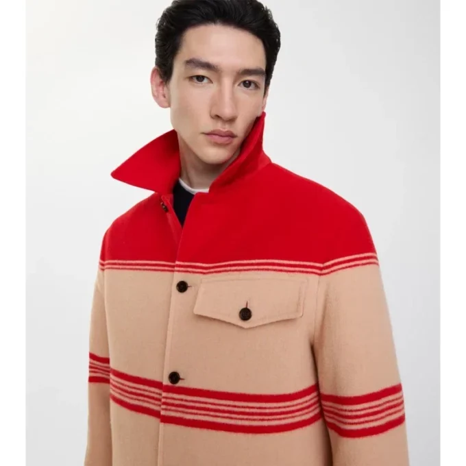 Randig jacka i ull och nylon Randig jacka i ull och nylon