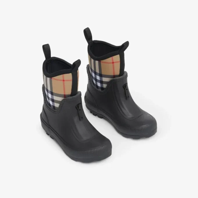 Regnstövlar i neopren och gummi med Vintage Check-mönster Regnstövlar i neopren och gummi med Vintage Check-mönster