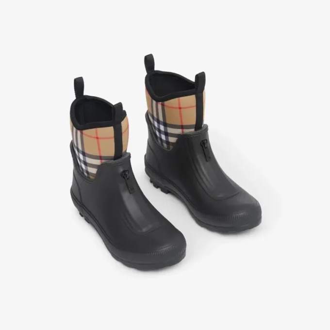 Regnstövlar i neopren och gummi med Vintage Check-mönster Regnstövlar i neopren och gummi med Vintage Check-mönster