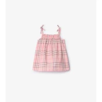 Rutig bomullsklänning med bloomers