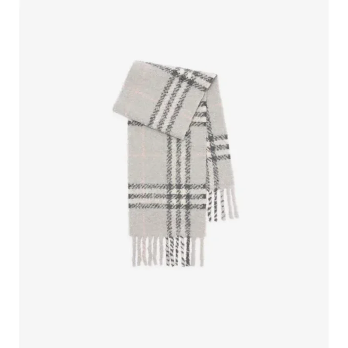 Rutig halsduk i bouclé av alpackaullblandning Rutig halsduk i bouclé av alpackaullblandning