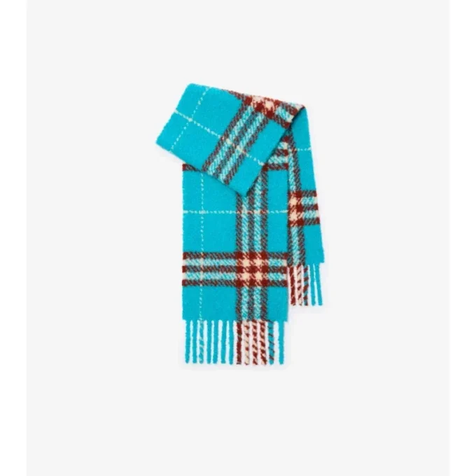 Rutig halsduk i bouclé av alpackaullblandning Rutig halsduk i bouclé av alpackaullblandning