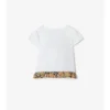 Rutig T-shirt i stretchbomull med volanger Rutig T-shirt i stretchbomull med volanger