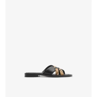 Sandaler i rutmönster och läder 
