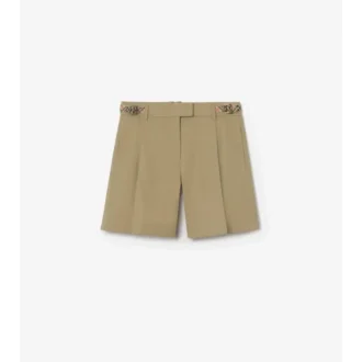 Shorts i bomullspoplin med rutmönstrad kant