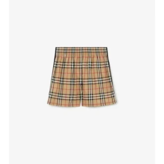 Shorts i stretchbomull med rutmönster