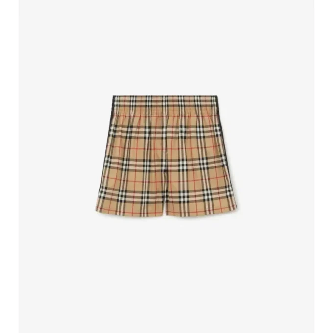 Shorts i stretchbomull med rutmönster Shorts i stretchbomull med rutmönster