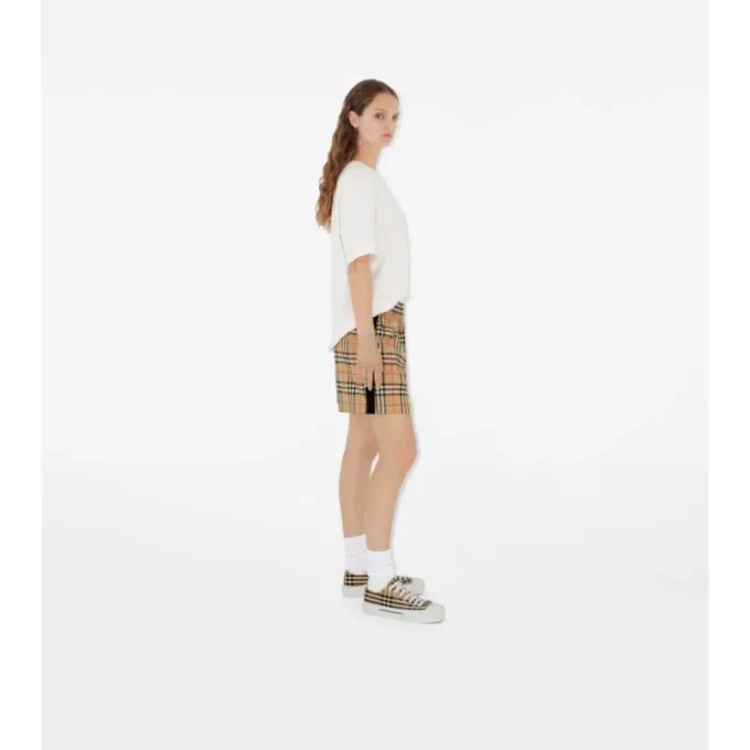 Shorts i stretchbomull med rutmönster Shorts i stretchbomull med rutmönster
